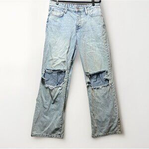 Forever 21 Jeans Women 29 Distressed Baggy Light‎ Wash 90s Y2K Style Ripped Wide
